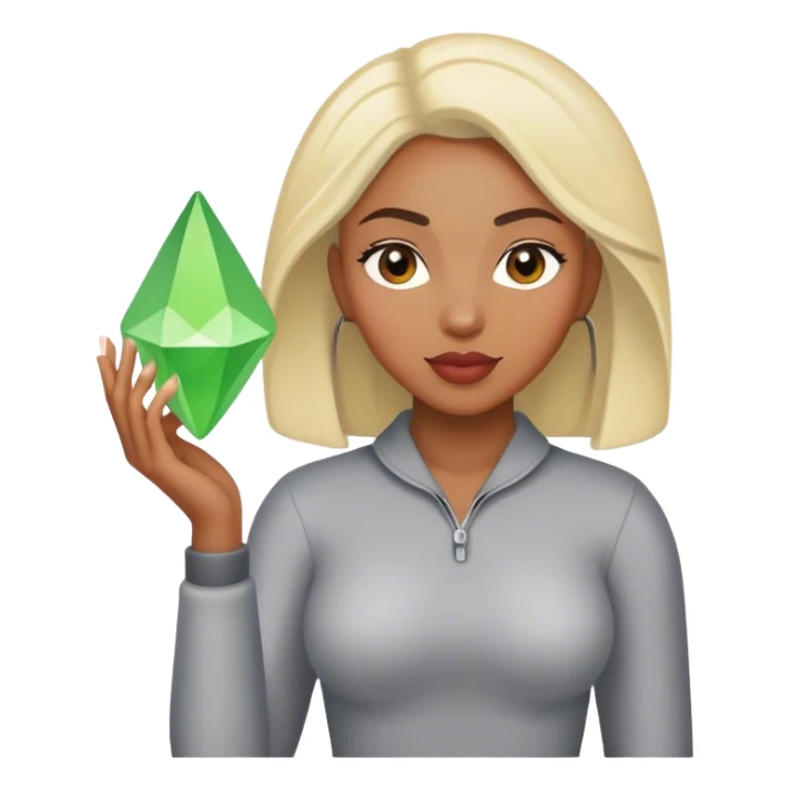 Light skin black woman with sims plumbob sticker