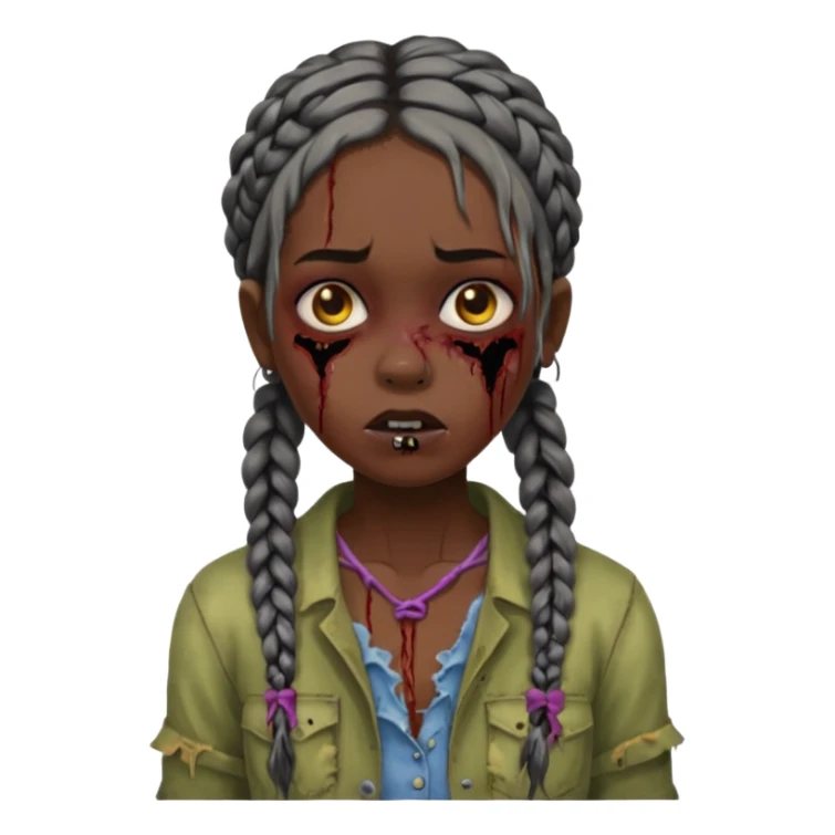 swag zombie girl black with braids sticker