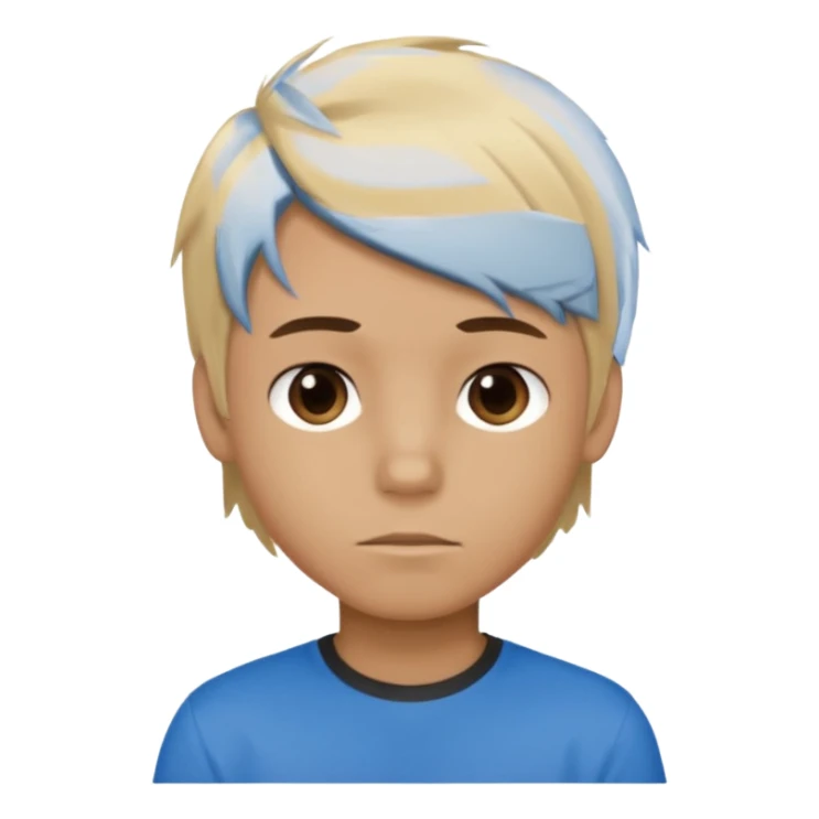 boy with blonde hair emo, brown shirt, and blue eyes sticker