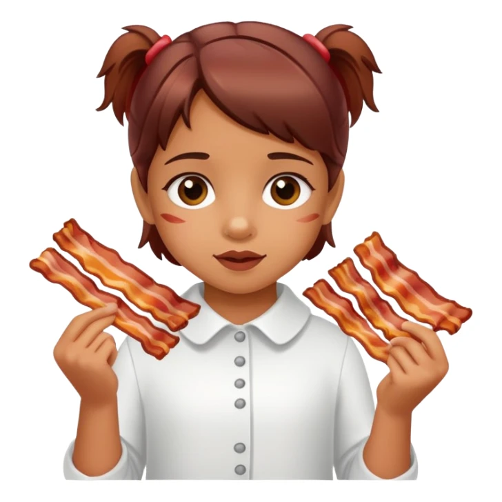 little girl holding bacon sticker