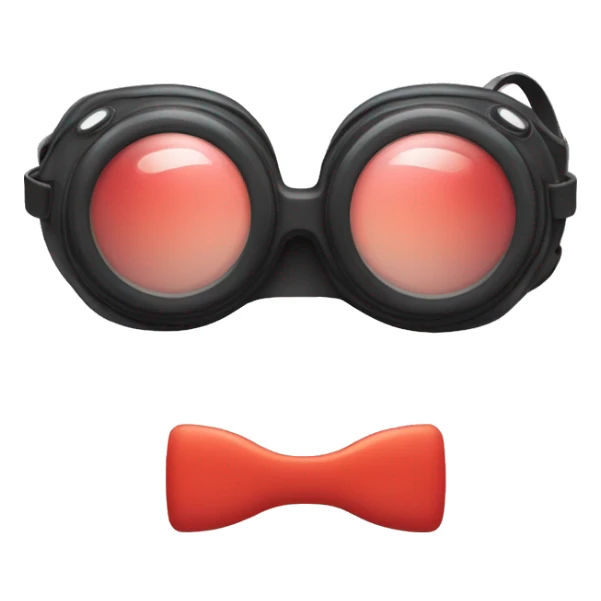 swimming goggles with red frame，cat-eye or spindle-like form sticker