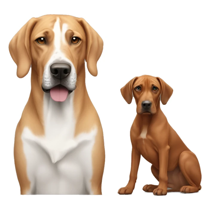 white male with long rainbow colored hair alongside a brown rhodesian ridgeback sticker