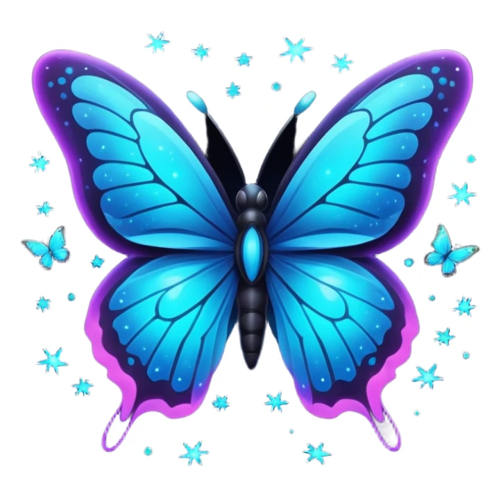 Bioluminescent nebulae dark and neon-glowing nightly dusky starry sparkly butterfly sticker