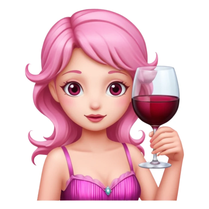 Pink fairy drinking a huge glass of wine sticker