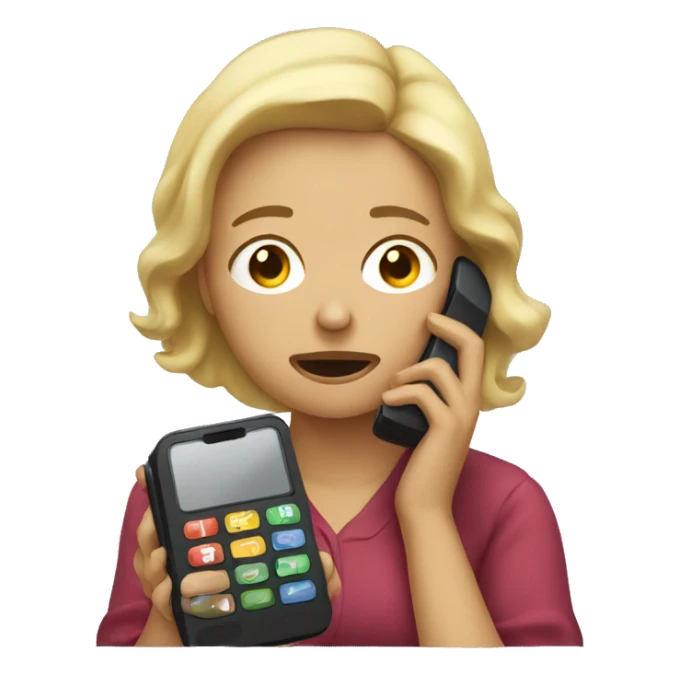 Woman crying with a phone in her hand sticker