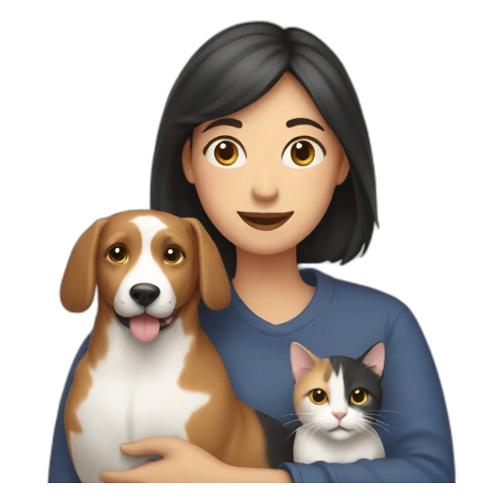 Woman with cat and dog in Arm sticker
