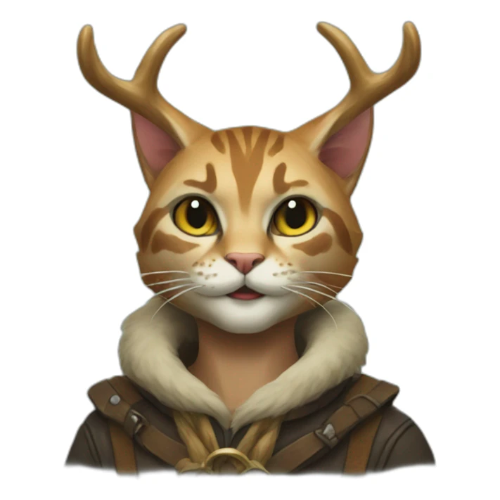 antlers on a tabaxi cat-person sticker