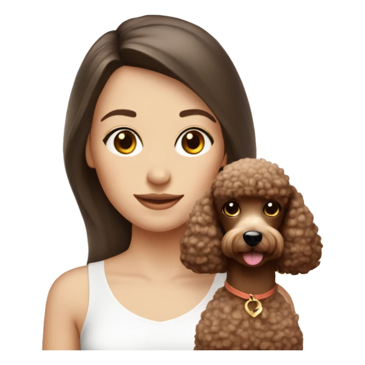 Brunette girl is pale with a peach poodle sticker