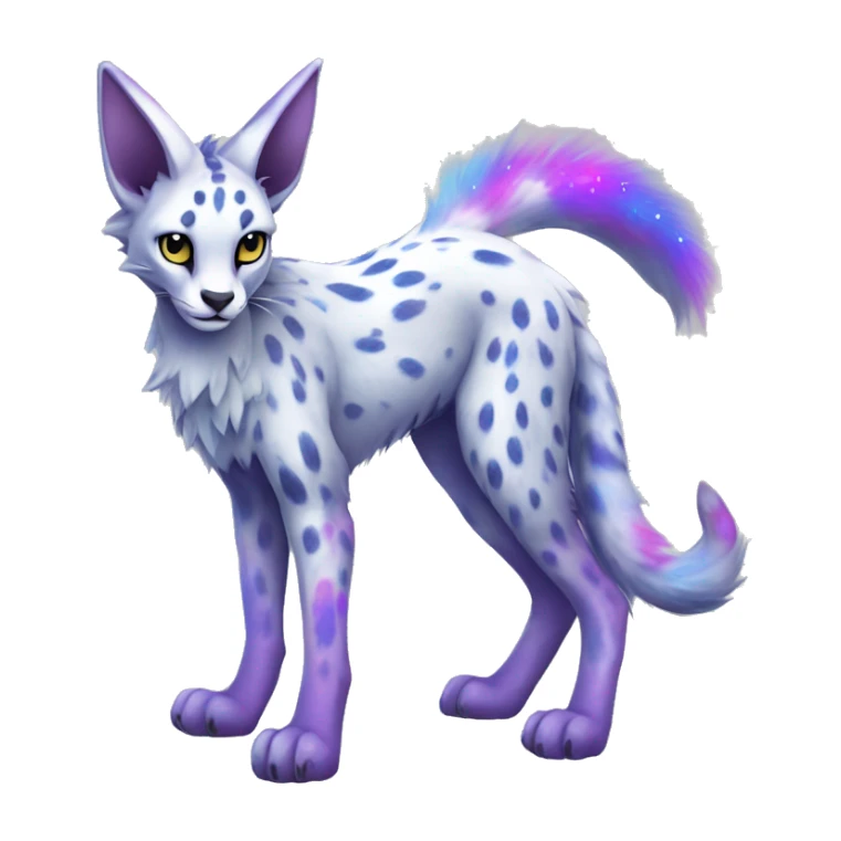 Cute Kawaii Epic Ethereal Sparkly Colorful Sergal-Serval-Vernid full body sticker