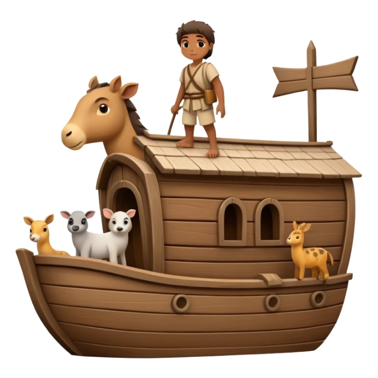 Noah with animals boarding a large wooden ark sticker