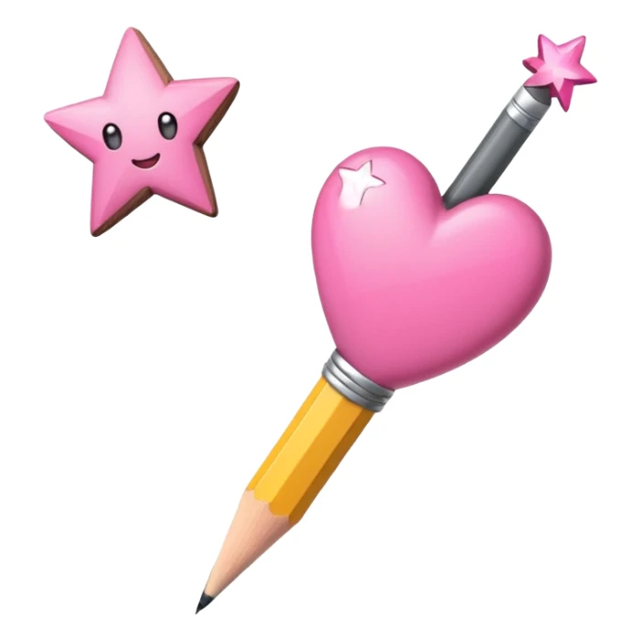 pink heart shooting star effect on end of a sticker