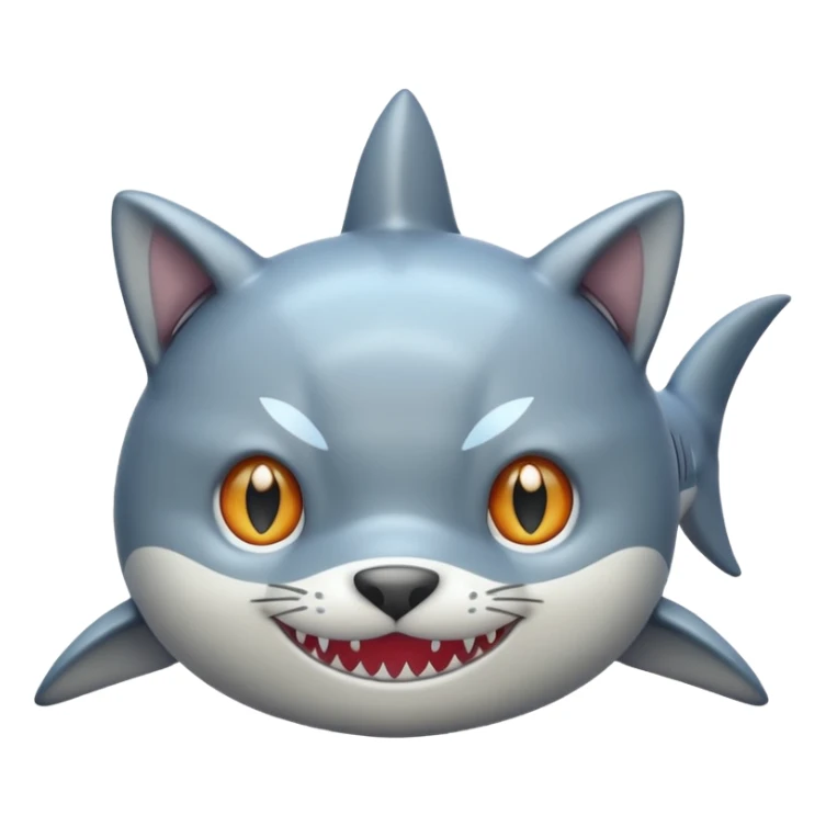shark body with a cat face sticker