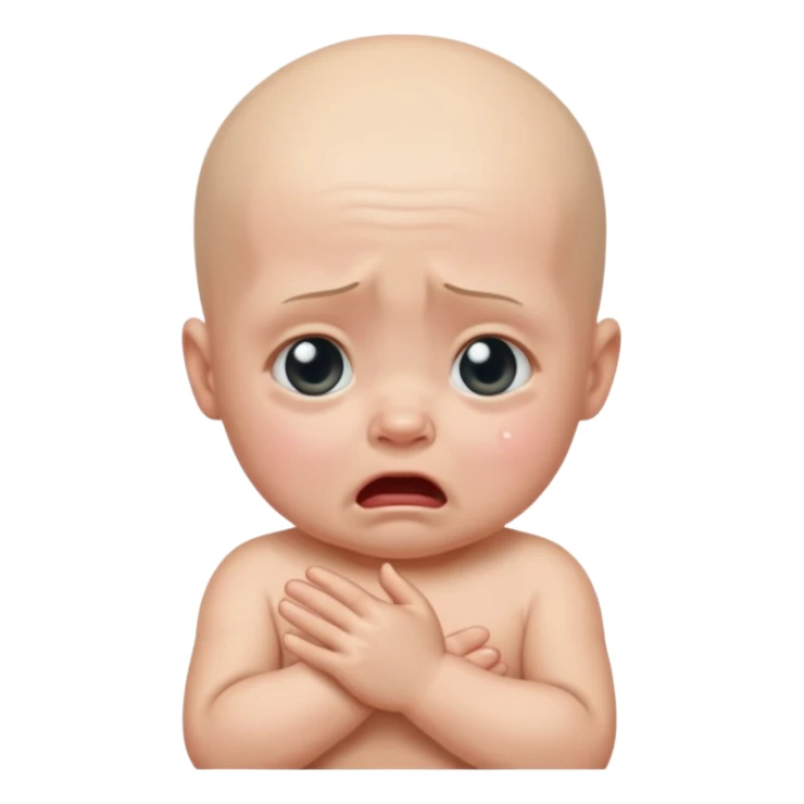 a portrait of crying baby , no hair sticker
