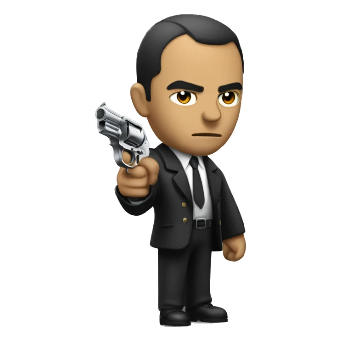 mafia member holding a revolver pistol in hands and only visible upper body sticker