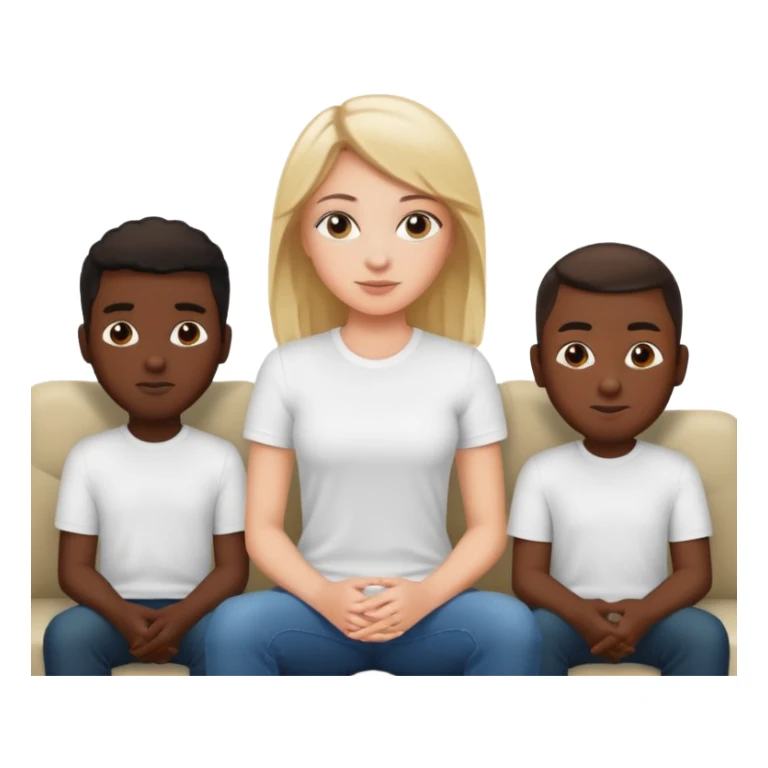 A white girl sitting on a couch with five black men in white shirts behind her  sticker