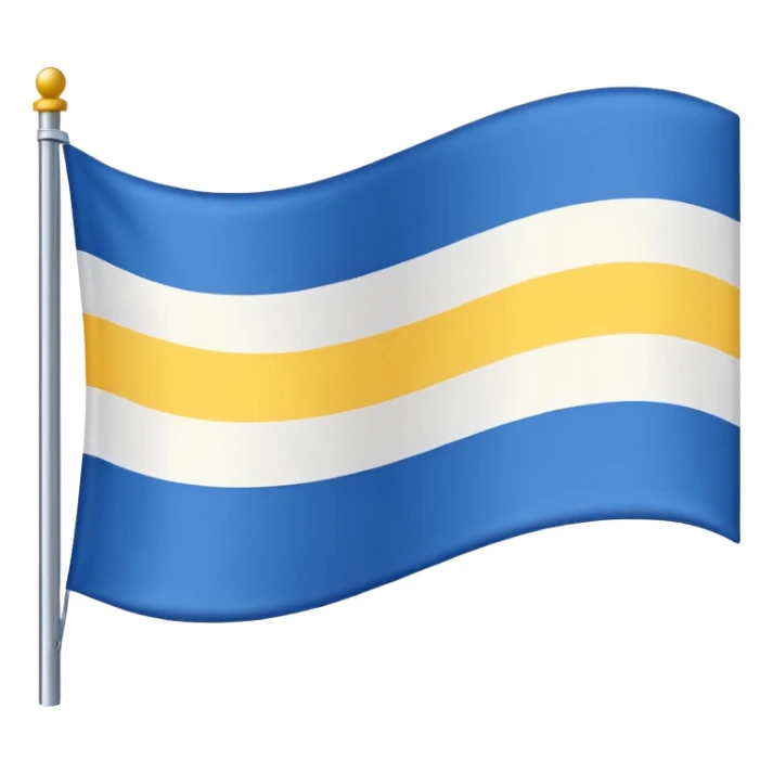 A flag with Blue on top than in the middle White and on the bottom yellow sticker