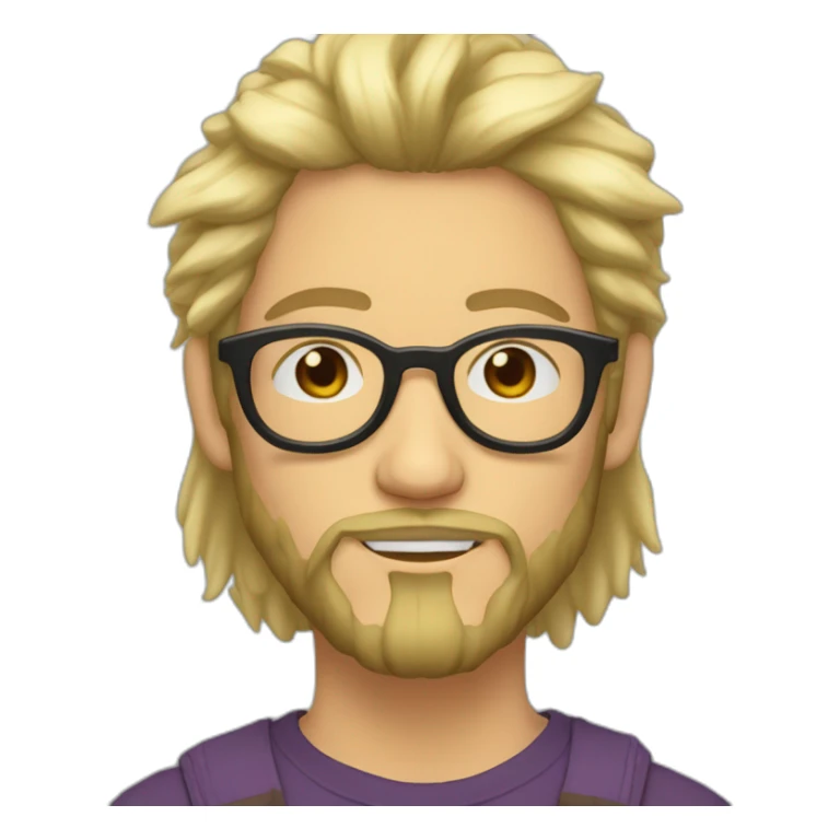 Non binary Big lebowsky blond round glasses chaotic beard long hair drink rhum sticker