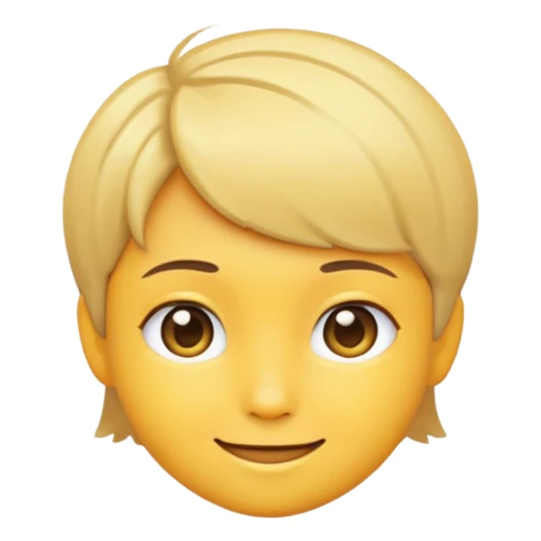Start with this emoji, give it a slight smile and smiling eyes. Remove the black mark on emoji's left side of the mouth. Shorten the hair slightly. sticker