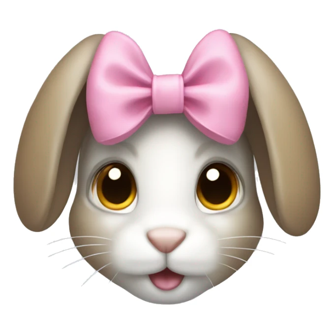 White-gray-light brown bunny with pink bow,  sticker