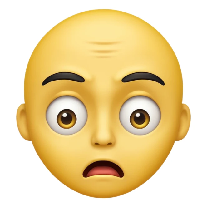 shocked emoji, raised eyebrows, mouth agape, yellow face, no text sticker