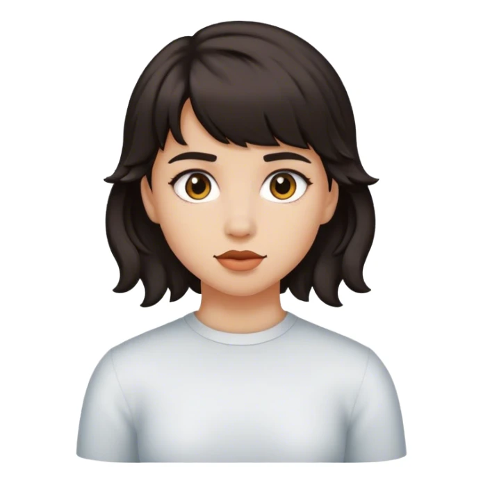 matt girl with super short mullet wavy dark hair sticker