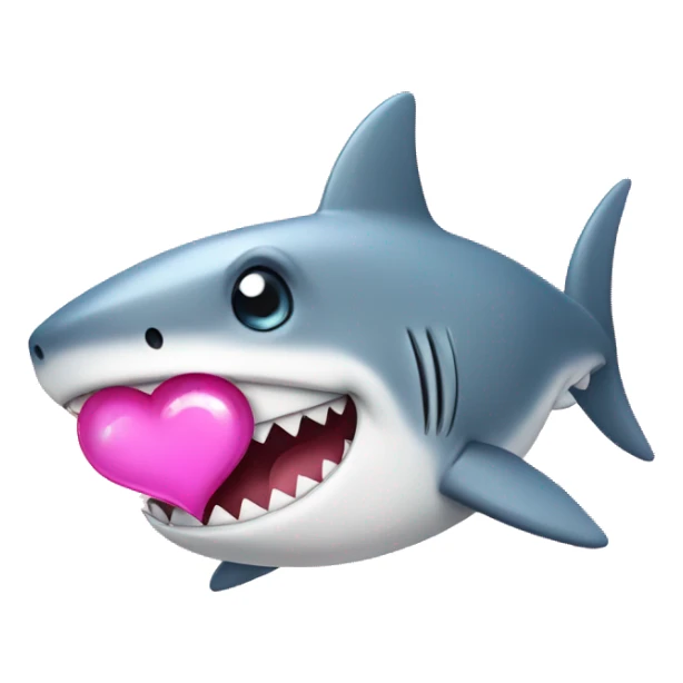 A cute shark who showing a pink coquette heart sticker
