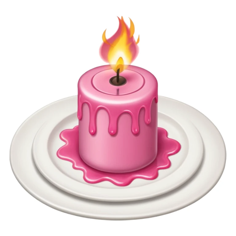 A drawing of a flaming pink candle that could be used at a romantic dinner table. The camera is a Bird's-Eye View angle. sticker