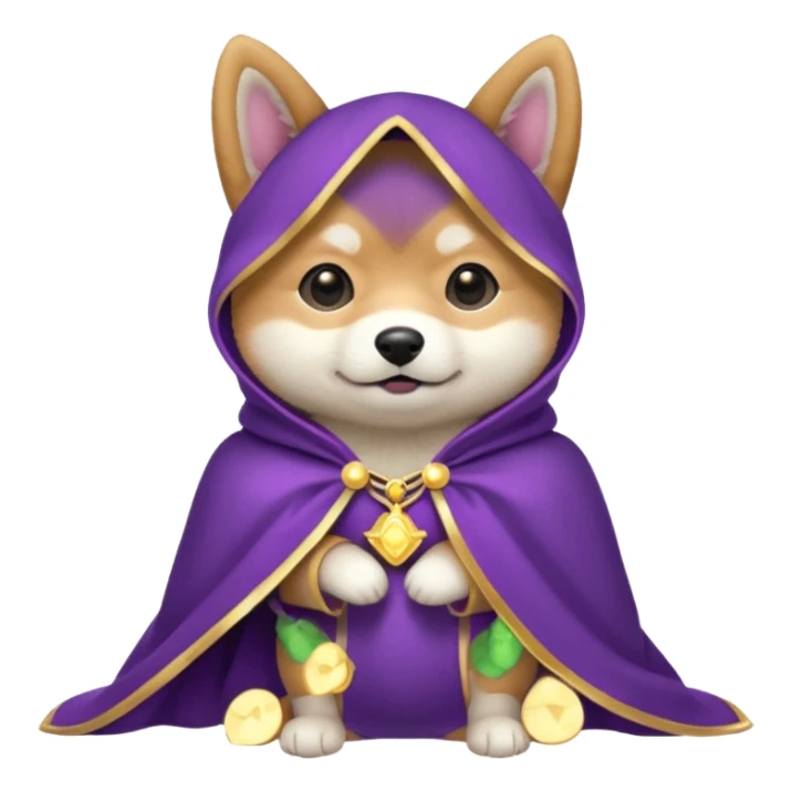 baby shiba dog, in magic purple cloak sticker