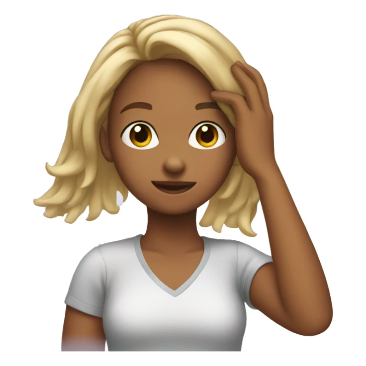 The girl holds onto her hair    sticker