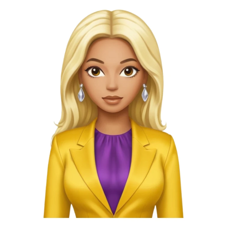 Beyonce with long platinum blonde hair, yellow outfit sticker