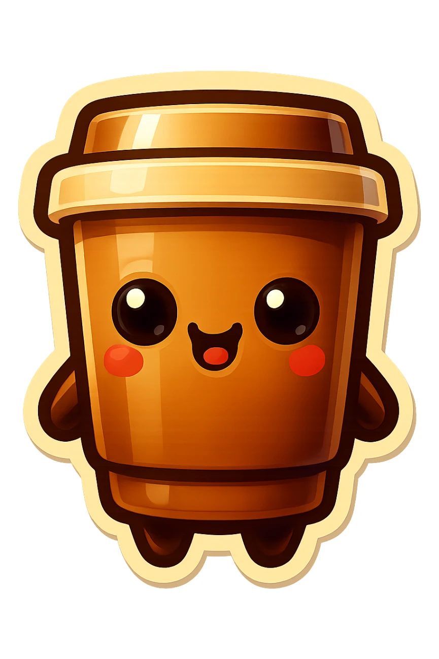 Tall coffee cup, large heart, chaotic heart sticker
