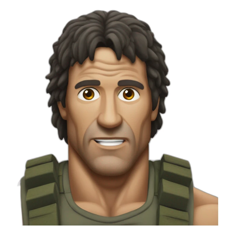 o rosto do Rambo no corpo do The Rock sticker