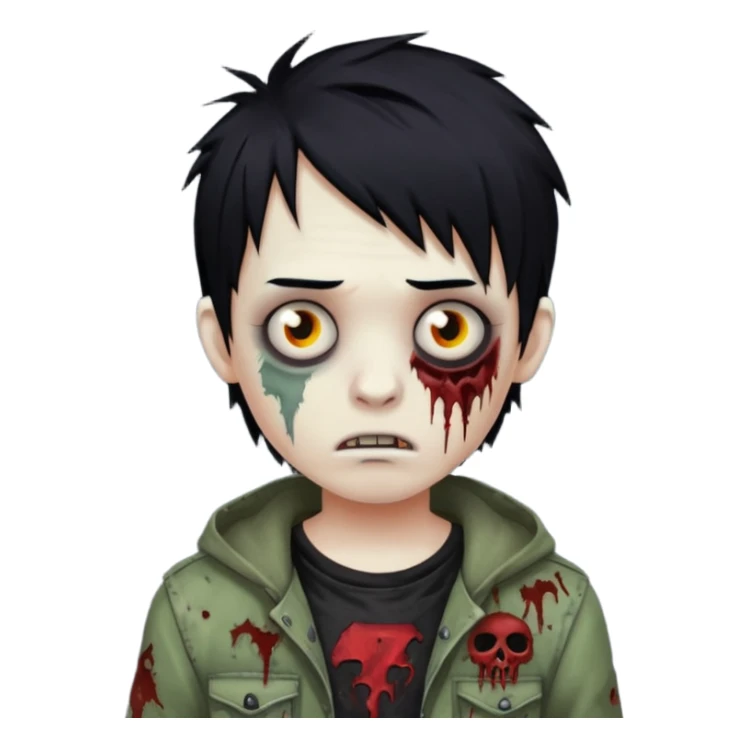 boy zombie with black hair emo sticker