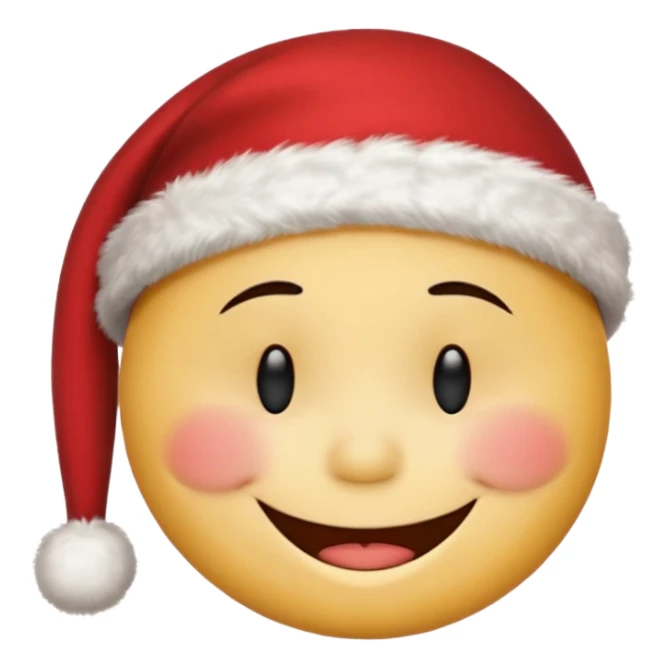 smiley face with closed eyes in a red Christmas hat sticker