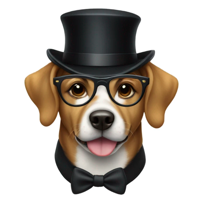 Dog wearing glasses with a top hat  sticker