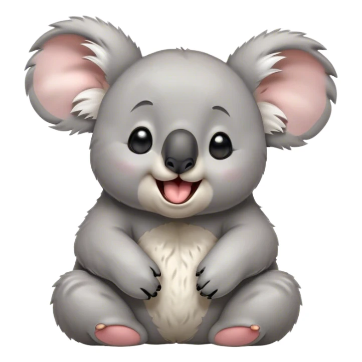Cinematic Cute Yawning Koala Portrait Emoji, Head tilted slightly with a dramatic, wide-open yawn, showcasing a soft, downy grey fur with drooping ears and round eyes barely open in drowsy contentment, Simplified yet irresistibly adorable features, highly detailed, glowing with a soft, cozy glow, high shine, relaxed yet expressive, stylized with a touch of gentle whimsy, bright and endearing, soft glowing outline, capturing the essence of a sleepy yet affectionate koala, so drowsy it feels like it could stretch out of the screen and curl up for a nap! sticker