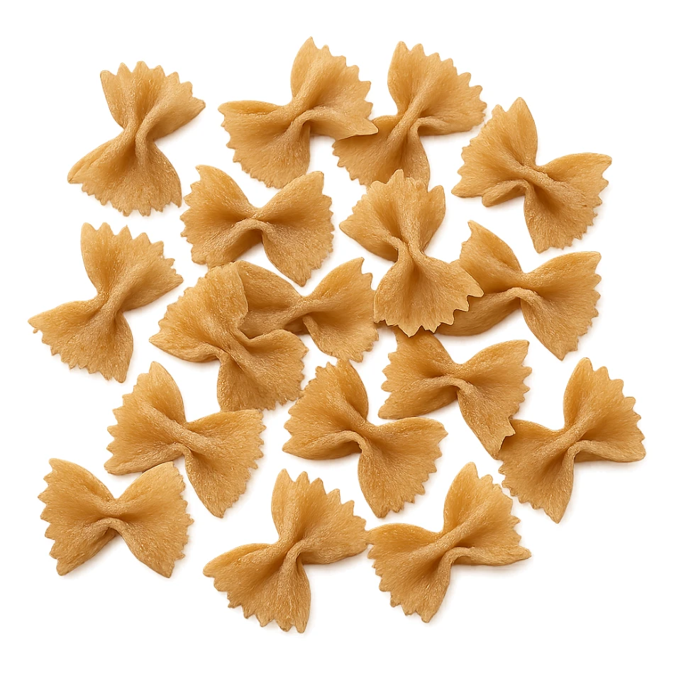 Realistic style loose integral farfalle pasta with natural details, no background. sticker