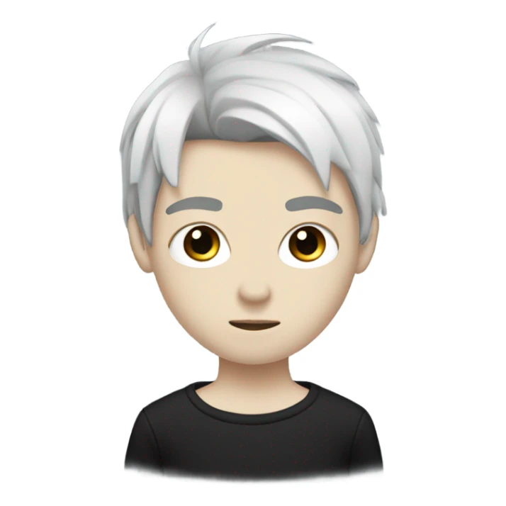 pale skin emo boy, black hair, avant garde fashion sticker