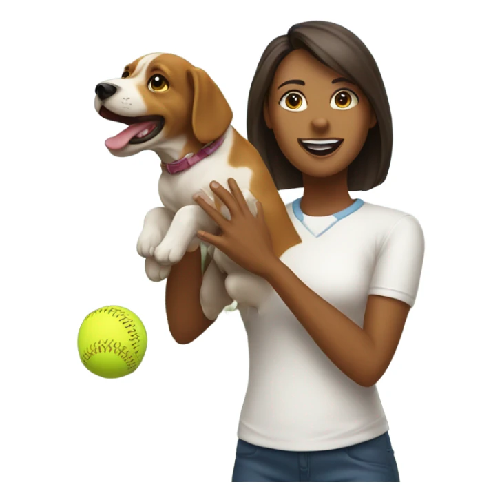 Mom with a dog that is throwing a softball  sticker
