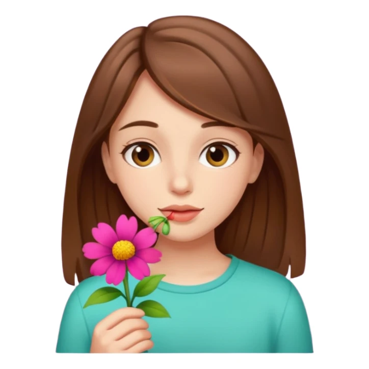 brown haired girl who smells sticker