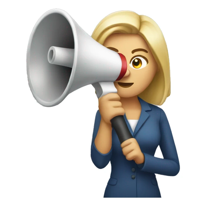 Woman holding a bullhorn sticker