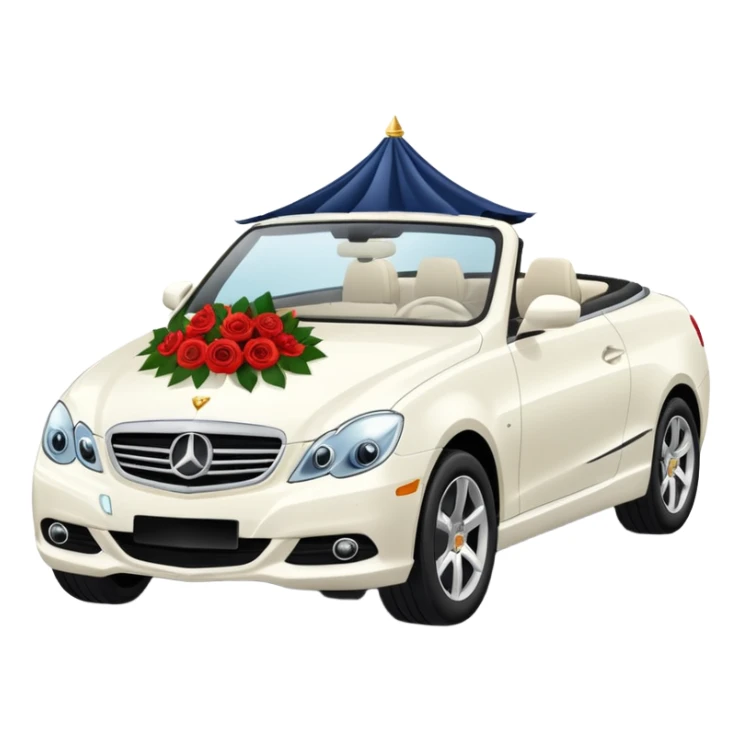 Luxury convertible car with wedding decorations, in profile sticker