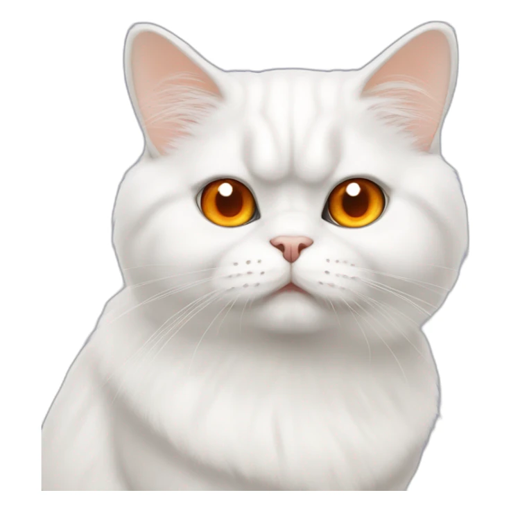 white persian chinchilla cat with orange eye  look stupid sticker
