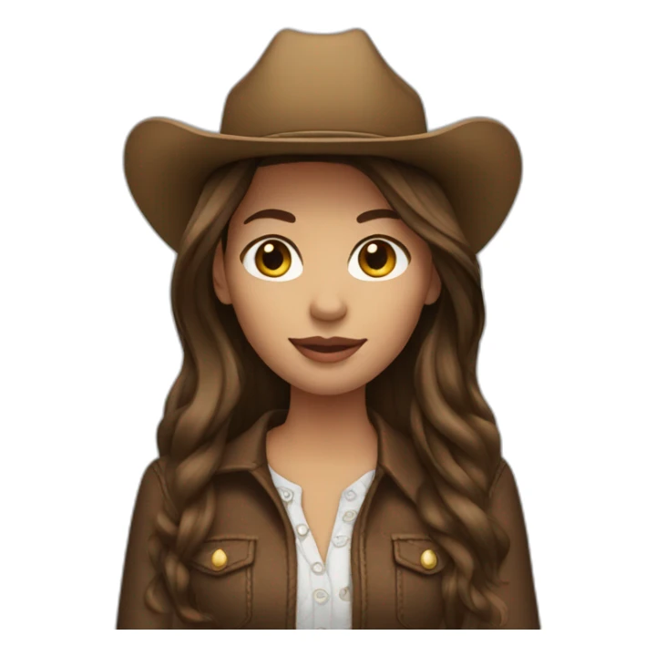 cowgirl brunette straight hair sticker