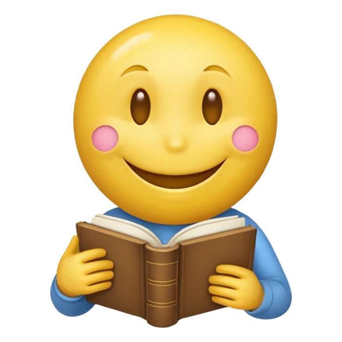 A emoji with a book in its hands like these but combined 😁📖 sticker