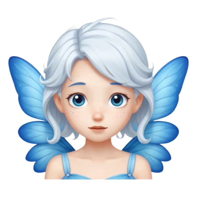 A shy white hair fairy with soft blue wings sticker