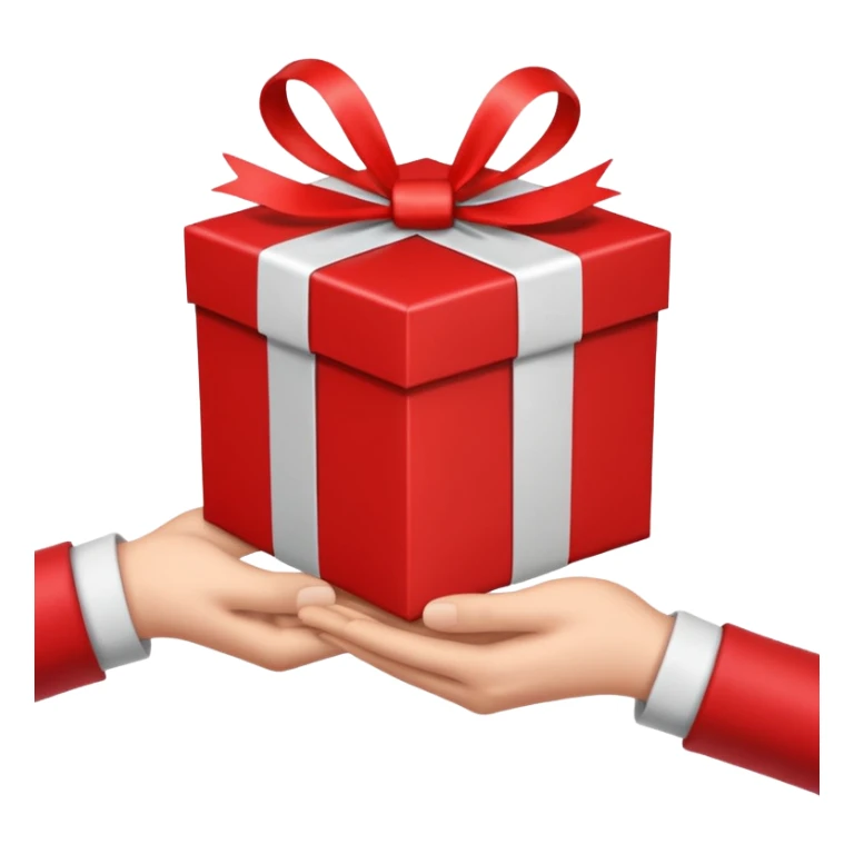 hand giving a gift box, apple emoji style, simple, clear, no text sticker