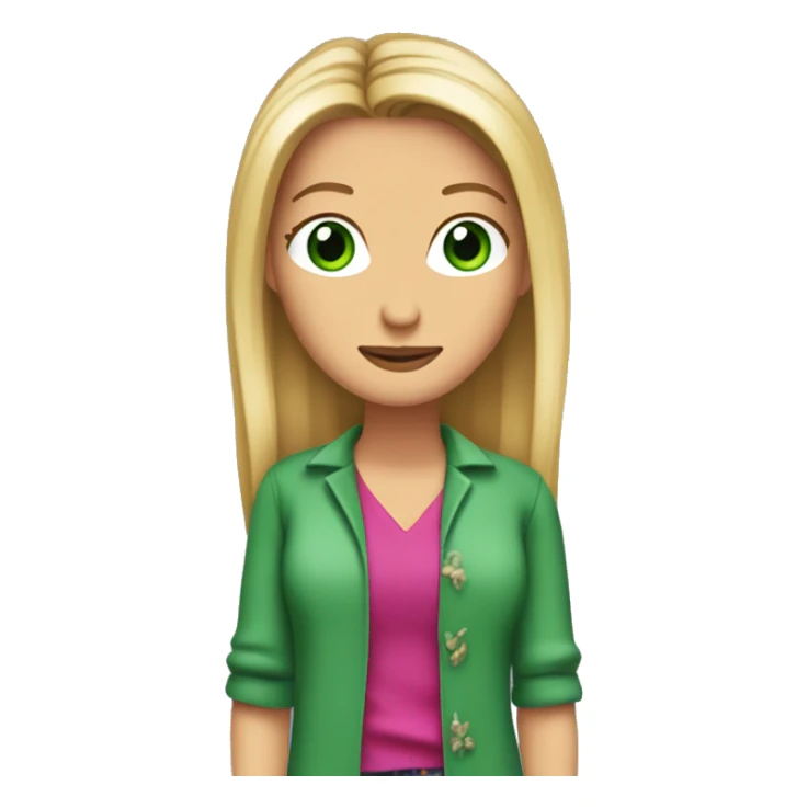 Phoebe Buffay from Friends with green eyes wearing colourful clothes sticker