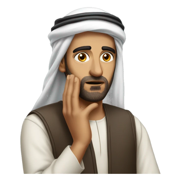 Arab holding his head photorealistic serious sticker