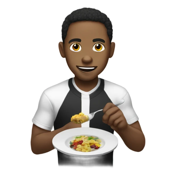 Lightskin black guy eating off a black and whit plate  sticker